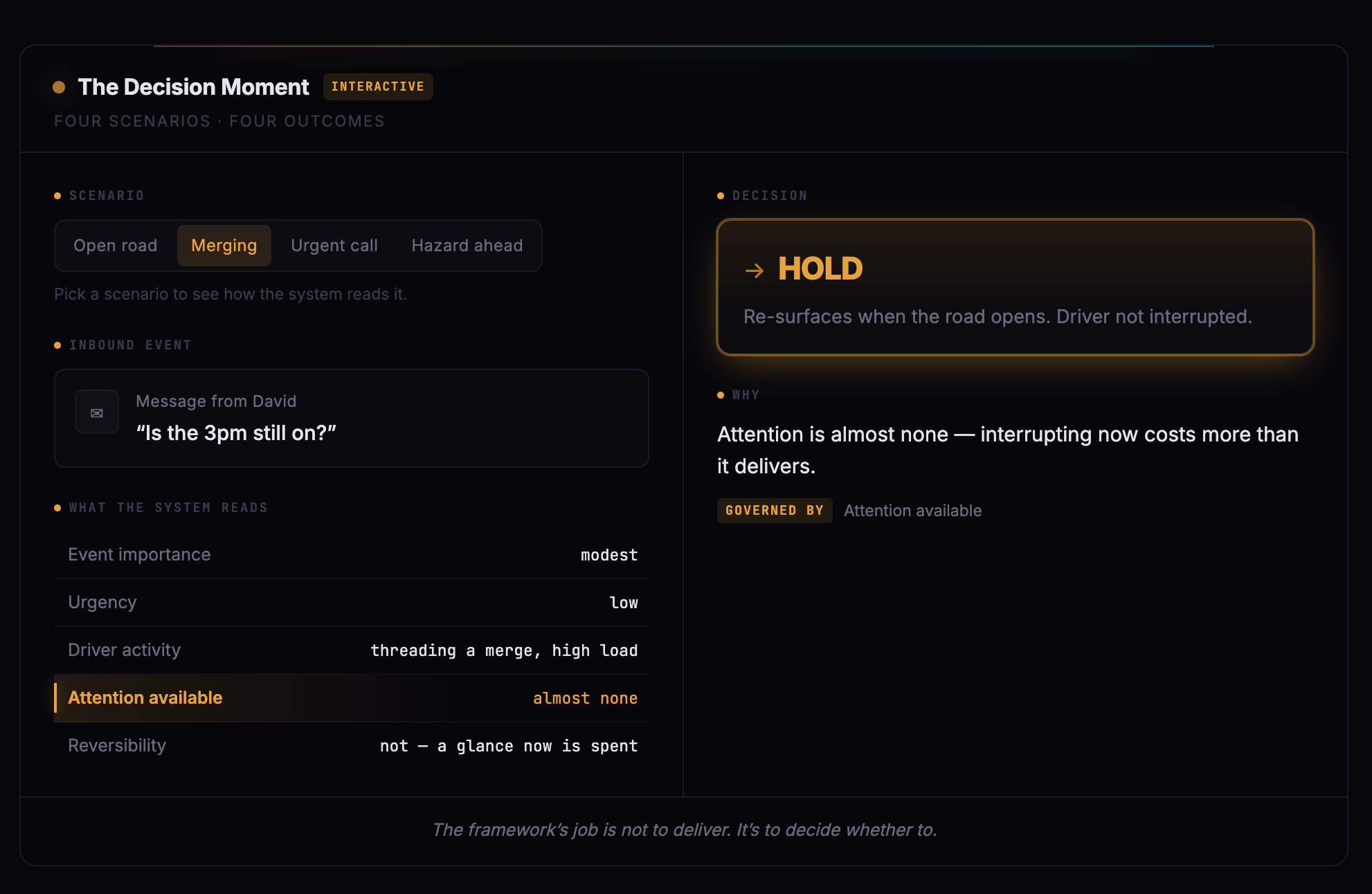 The Decision Moment interactive demo preview